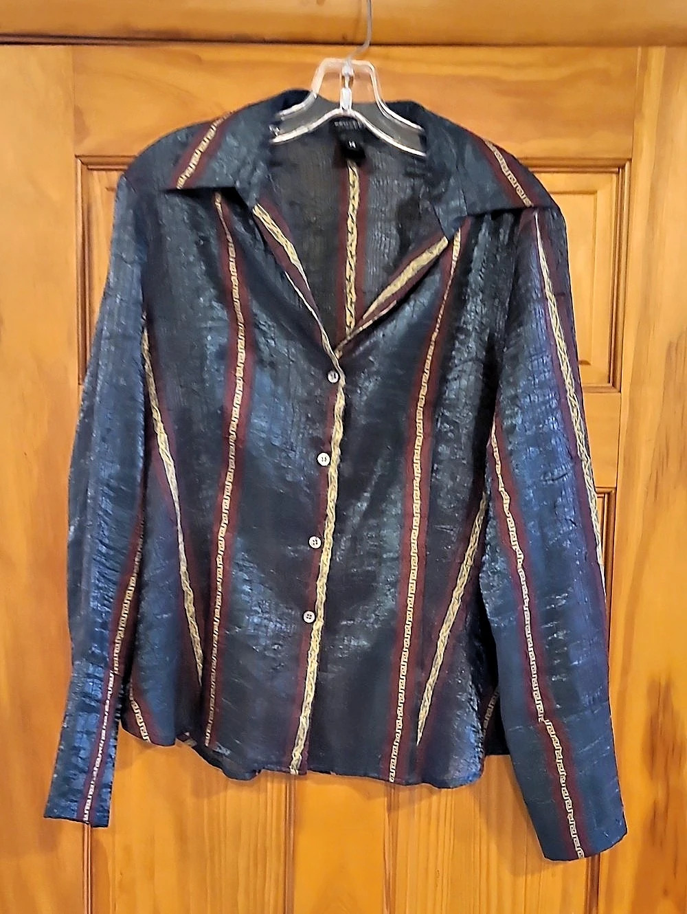 Juliana Collection Striped Shirt Blue & Red Size 14
